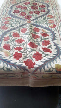 Load image into Gallery viewer, Suzani hand-embroidered silk fabric with pomegranade